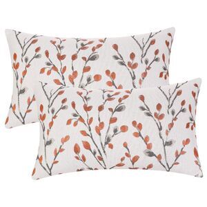 2pcs Throw Pillow Cover Decorative Floral Pillow Cases 12 x 20 Inch Orange